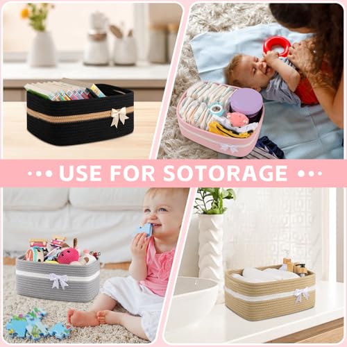 OIAHOMY Large Woven Storage Basket with Handles for Nursery Living Room Shelves, Bow Basket for Gifts Empty with Gift Bags...