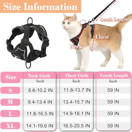 Kodervo Cat Harness and Leash, Reflective Cat Harness Escape Proof for Walking, Adjustable Kitten Harness and Leash Set, 4...