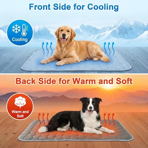 Lesguyor Dog Cooling Mat Q-MAX>0.5 Self-Cooling Mat for Dogs Crate Pad for Dogr, 2-in-1 Long-Lasting Cool Mats and Soft Ke...