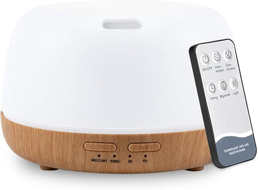 KIMWUVI 300ML Essential Oil Diffuser with Remote Control,Quiet Ultrasonic Cool Mist Aromatherapy Diffuser,7 Color LED Ligh...