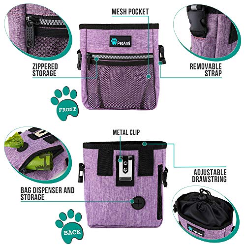 PetAmi Dog Treat Pouch, Pet Treat Pouch for Training, Dog Walking Bag Holder for Kibbles, Pet Food Toy, Dog Trainer Essent...