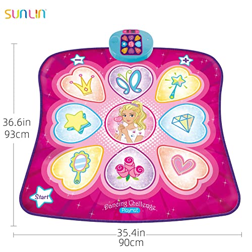 SUNLIN Dance Mat - Rhythm Step Play Mat - Dance Game Toy Pad with LED Lights, Gift for Kids Girls 3-12, Adjustable Volume,...