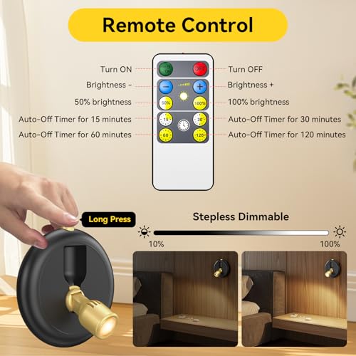 Ler0ktr Rechargeable Battery LED Spotlight Indoor: Wireless Mini Art Accent Spot Lights with Timer Remote - Small Dimmable...