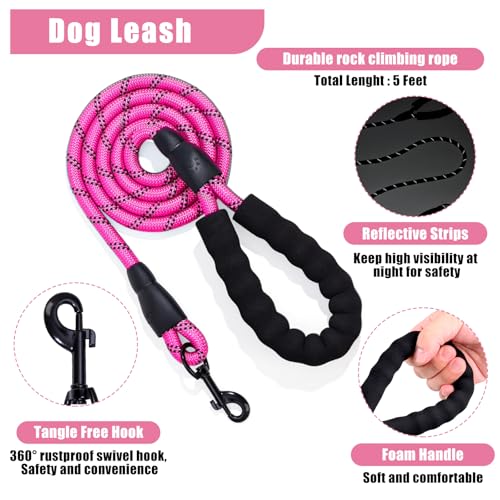 YXFDOYT No Pull Dog Harness Adjustable Collar & Leash Set - Dog Halter Harnesses Collapsible Bowls & Poop Bag Dispenser Mu...
