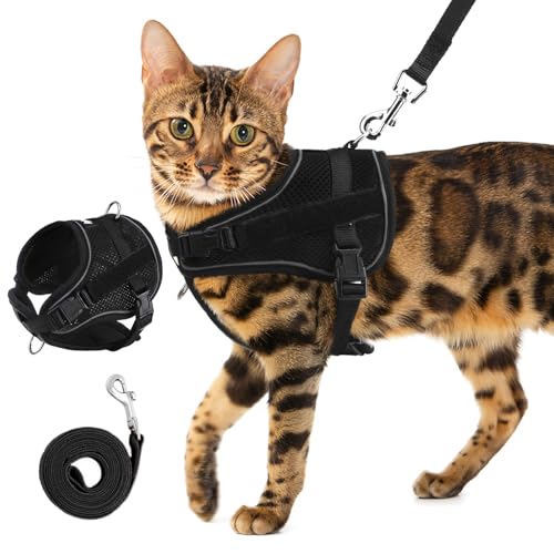 PUPTECK Cat Harness and Leash Set Escape Proof, Adjustable Reflective Kitten Jacket Easy Control, Pet Vest Harness for Cat...