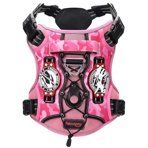 PETNANNY Tactical Dog Harness, No Pull Vest with Reflective Strips, Breathable Air Mesh, Adjustable Comfort Fit for Outdoo...
