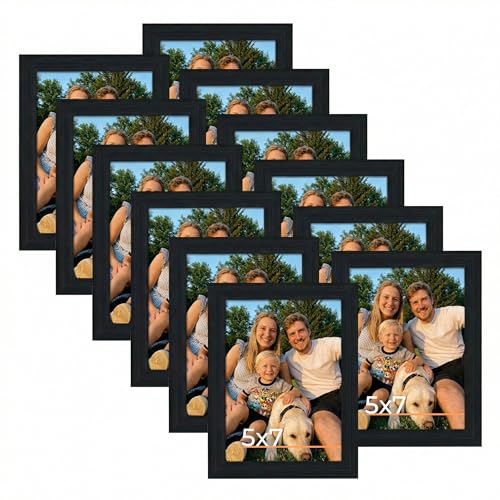 Giftgarden 5x7 Picture Frame Black 5 x 7 Photo Frames Bulk for Wall or Tabletop, 12 Pack