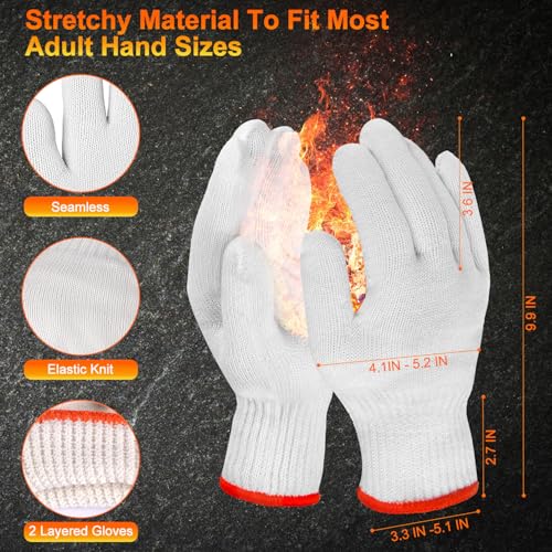 ANBOSON BBQ Gloves for Grilling Disposable Heat Resistant - 100 Nitrile Gloves + 4 Reusable Cotton Liners for Barbecue Smo...
