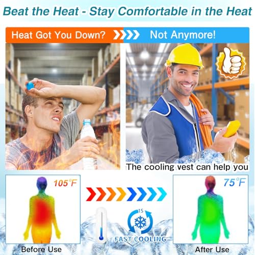 NJDGF Cooling Vest for Men Women - Ice Cold Vest with 20 Ice Pack, Adjustable Cool Vest for Hot Weather Work