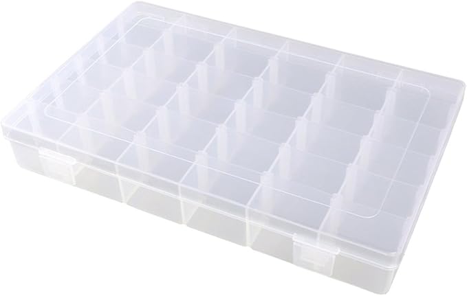 KLOUD City Clear Plastic Jewelry Box Organizer Storage Container with Adjustable Dividers (36 Grids)
