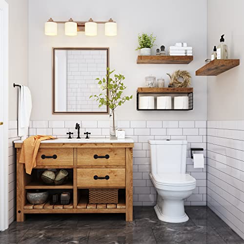 QEEIG Bathroom Shelves Over Toilet - Wall Mounted Floating Shelves Toilet Paper Storage Small Farmhouse Decor Shelf 16 inc...