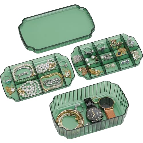 LETURE 3-Layer Jewelry Organizer Box for Earrings, Rings, Necklaces, Bracelets, Clear Plastic Bead Storage Containers for ...