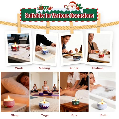 12 Pack Christmas Scented Candles with Natural Soy Wax, Long Lasting Aromatherapy Soy Candles for Home Scented, Christmas ...