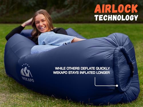 WEKAPO Inflatable Couch Air Lounger Chair - Camping & Beach Accessories, Portable Blow up Sofa for Hiking, Lawn, Indoor/Ou...