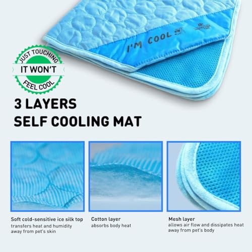 INSPECTOR TAIL Self Cooling Mat for Dog + Free String Bag/Washable & Portable Pet Soft Pad for Indoor or Outdoor/Perfect a...