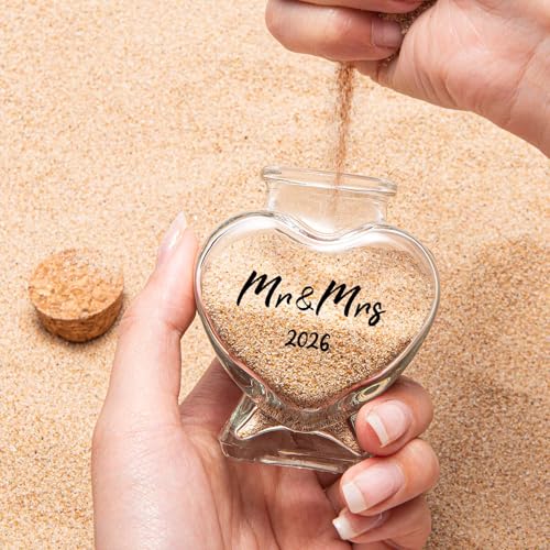 TUNGURIS Mr&Mrs 2026 Sand Keepsake Jar, Bridal Shower, Wedding, Engagement, Honeymoon, Travel Gift for Couples, Newlywed, ...