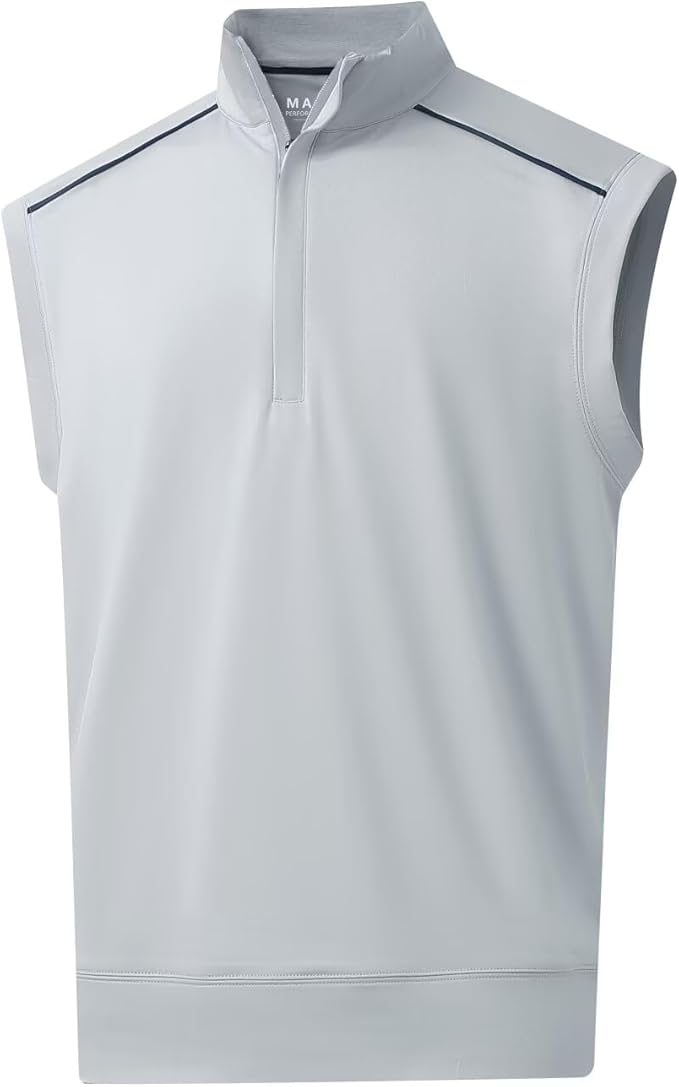M MAELREG Golf Vests For Men Dry Fit Lightweight Moisture Wicking Performance Sports Breathable Golf 1/4 Zip Pullover Men