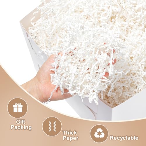 Wowxyz 1 LB Crinkle Cut Paper Shred White Crinkle Shredded Paper for Gift Baskets - Gift Box Bag Filler - Confetti Stuffin...