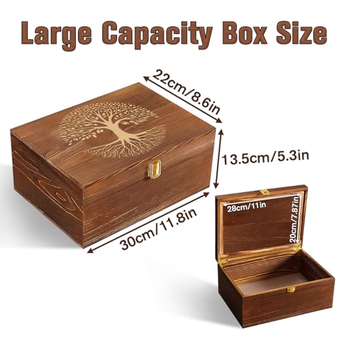 LUHUADUO Wooden Keepake Box, Large Tree of Life Storage Memory Box with Hinged Lid for Storing Photo, Jewelry, Gifts, Deco...