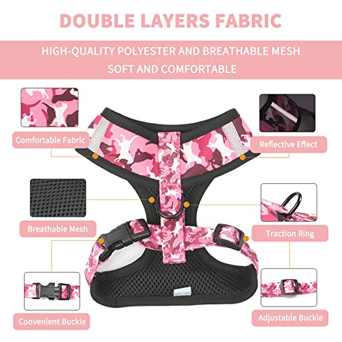 Dog Harness and Leash Set for Small Dogs, Adjustable Reflective No Pull Dog Vest Harness for Puppy with Bow-tie Collar, Le...