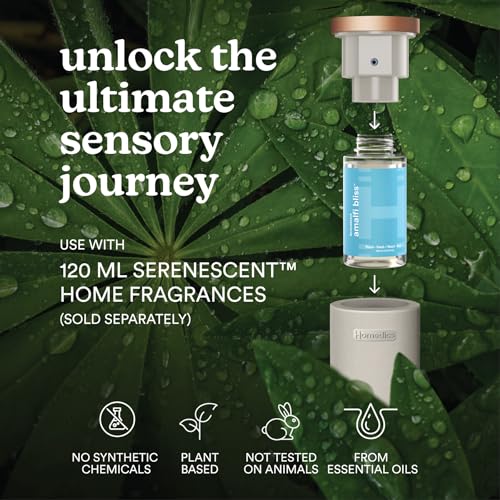 Homedics SereneScent Waterless Essential Oil Diffuser, Cordless Rechargeable Aromatherapy Diffuser for Home, Large Room Sc...