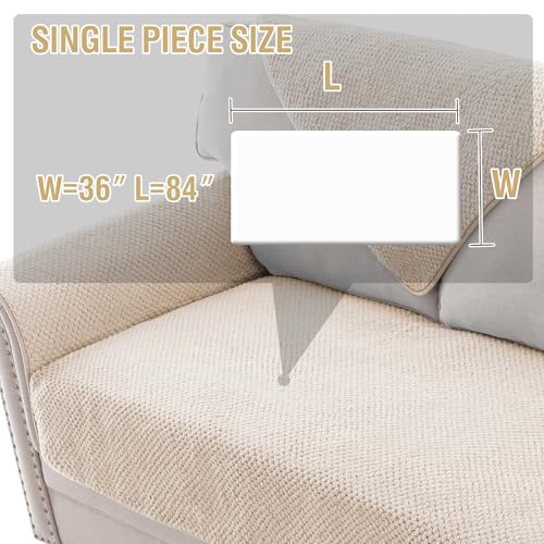 H.VERSAILTEX Waterproof Couch Cover Plush Sofa Cover with Strap Soft Anti Slip Sofa Slipcovers for 4 Cushion Sofa Couch Pr...