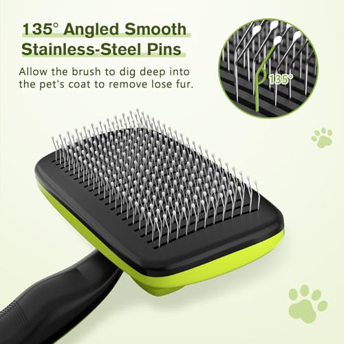 Pecute Self-Cleaning Slicker Brush for Dogs, Cats, Lightweight Dog Brush for Shedding Massaging Grooming, Cat Brush Gently...