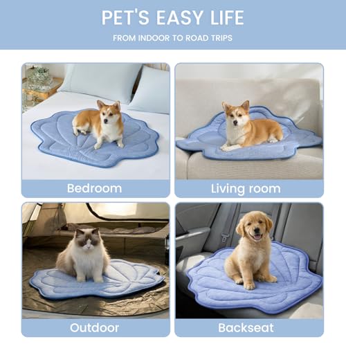 Cozy Bliss Cute Shell Shape Cooling Mat for Small Dogs and Cats, Non-Slip, Leakproof Washable Pet Cooling Mat for Hot Weat...
