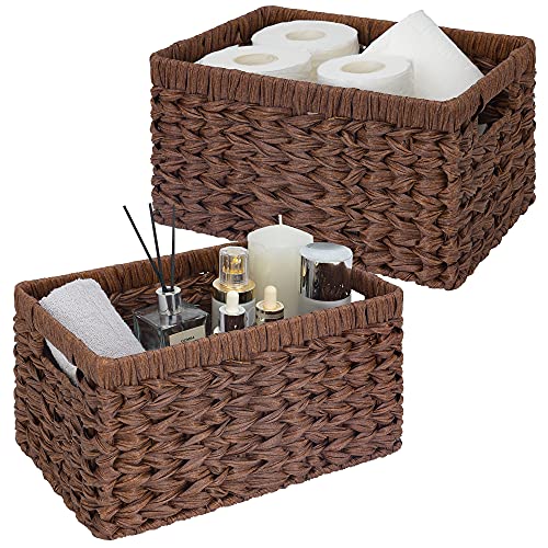 GRANNY SAYS Wicker Storage Baskets for Shelves, Wicker Baskets for Organizing, Waterproof Woven Basket for Pantry, Rectang...