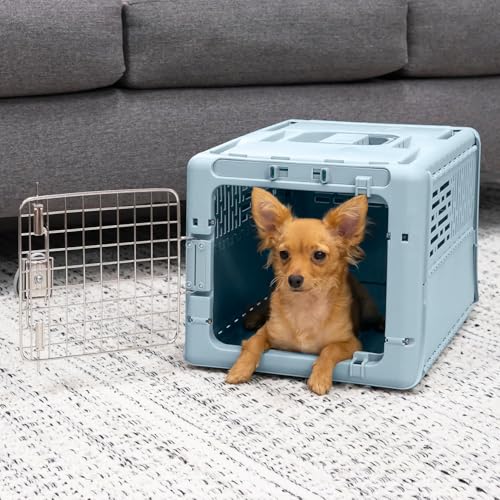 SportPet Designs Collapsible X-Small Pet Travel Carrier (Blue), Hard-Sided Kennel for Small Dogs, Puppies, Cats, Kittens, ...