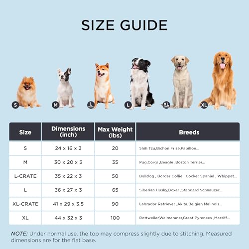 Bedsure Cooling Dog Bed for Crate - Large Comfy Flat Puppy Beds with Removable Washable Cover, Orthopedic Egg Crate Foam P...