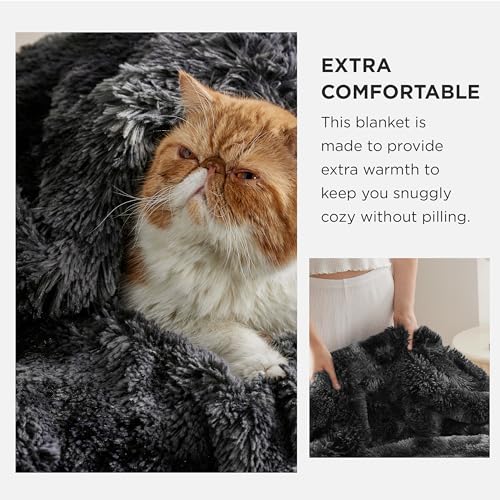 Bedsure GentleSoft Fluffy Black Blanket Cozy Gifts for Men, Black Home Decor Soft Fuzzy Plush Thick Warm Sherpa Fleece Fau...