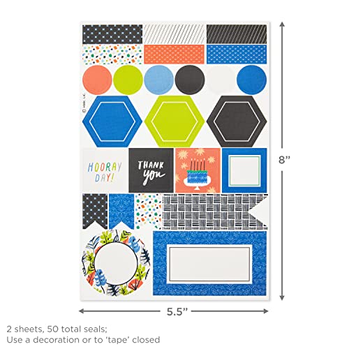 Hallmark Flat Wrapping Paper Sheets for Birthdays, Graduations, Bridal Showers (12 Folded Sheets with Sticker Seals) Black...