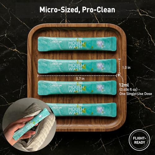 Mouthwash Travel Size Portable Packets to Go, Alcohol & Fluoride Free Fresh Mint MouthwashStrips for Superior Oral Hygien...