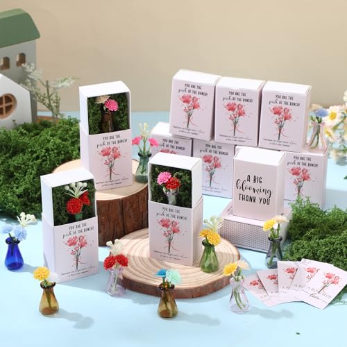 36 Sets Mother's Day Bulk Gifts for Women Teacher Nurse Appreciation Positive Mini Bud Vases with Flower Office Desk Decor...