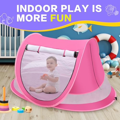 Baby Beach Tent, Pop Up Toddler Travel Bed for Boys or Girls, Sun Shade for Toddler Camping, Infant Portable Sun Shade, Su...