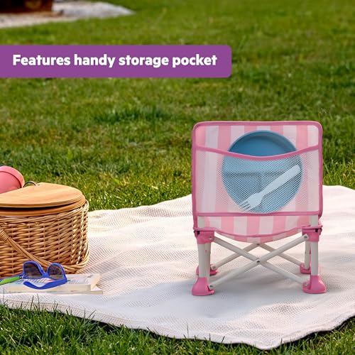 Bright Starts Pop 'N Sit Cabana Portable Booster Chair with UPF Canopy, Floor Seat for Indoor/Outdoor Use, Compact Fold, P...