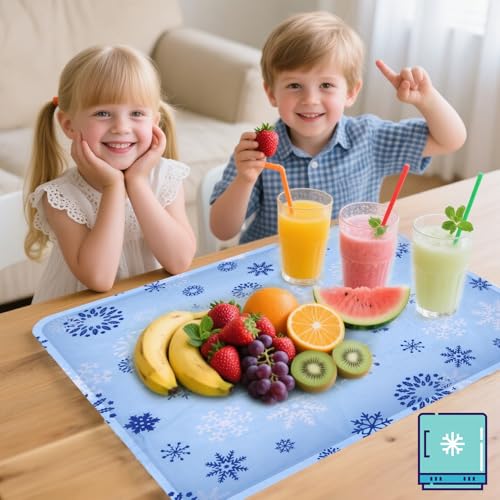CODOHI 2 Pcs Reusable Freezable Ice Mat for Buffet Table Chilled Serving Tray Party 19.69 x 15.75 Inches Charcuterie Coole...