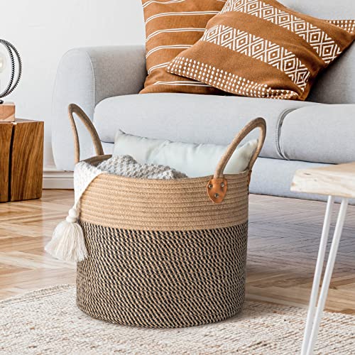 CHICVITA Wicker Laundry Basket With Handles, Storage Baskets for Decor, Rope Basket for Blankets, Toys, Clothes, Shoes, Pl...