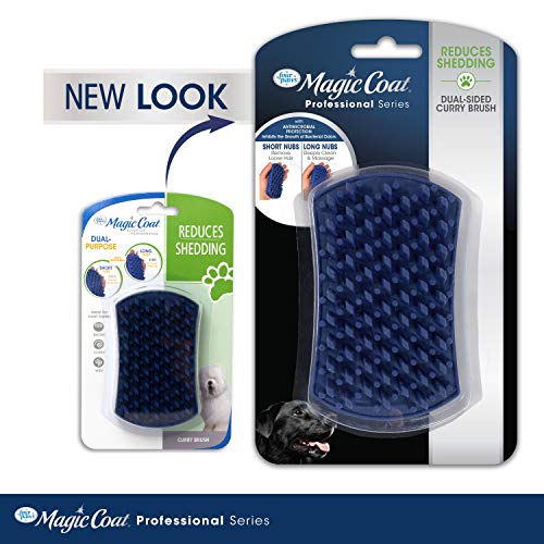 Four Paws Magic Coat Professional Series Grooming Dual-Sided Silicone Wet or Dry Curry Deshedding Brush for Dogs, 1 Count