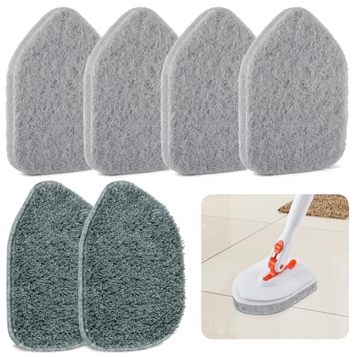 Wlich Scouring Pads Microfiber Cloth Refills 6 Pack, Fit Tub Tile Scrubber Brush Cleaning, Reusable Scouring Scrub Pad and...