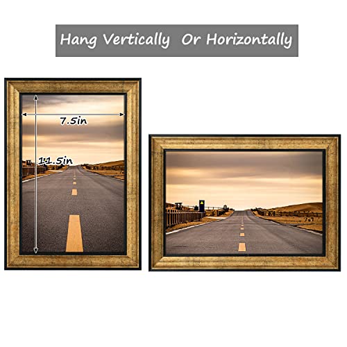 Golden State Art, 8x12 Inch Poster Frame Dark Gold Brown & Bronze, Horizontal And Vertical Wall Display, With Real Glass