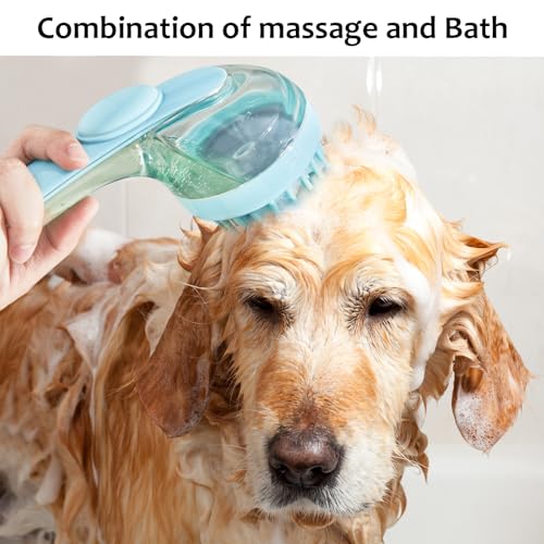 (6 Pcs) ELEGX Pet Grooming Bath Massage Brush with Soap and Shampoo Dispenser Soft Silicone Bristle for Long Short Haired ...