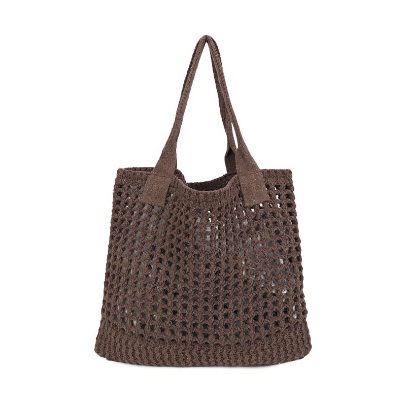 ENBEI Women's Beach Tote Bag, Crochet Knit Hollow Design, Stylish Tote for Beach,Travel and Everyday Use Aesthetic Handbag