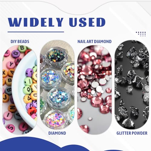 simarro 50 Gem Display Case Diamond Gemstone Storage Box Small Round Plastic Containers Box Jewelry Organizer Container wi...