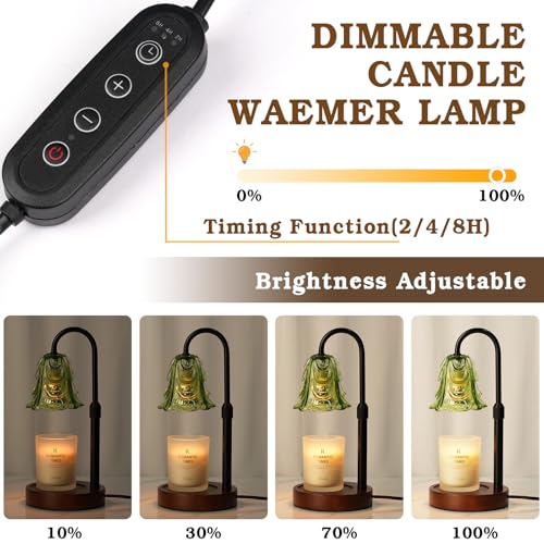 Small Candle Warmer Lamp with Timer, Adjustable Green Lamp Warmer for Jar Candles, Unique Women Gifts for Birthday, Dimmab...