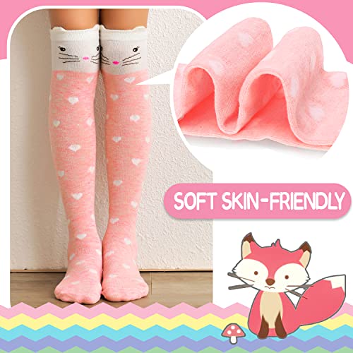 ANTSANG Kids Girls Knee High Socks Long Boot Crazy Silly Fun Gift Cute Tall Animal Socks for Child 6 Pairs