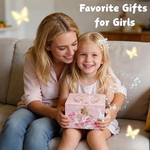NEWLOOP Unicorn Jewelry Box for Girls – Musical Spinning Rainbow Unicorn Ballerina Design with Heart Mirror, Perfect Jewel...