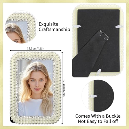 LAST HOE DOWN Pearl and Crystal Photo Frame, 4x6 Inch, Decorative Picture Frame，Tabletop Display (white1)