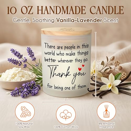 OASSIE Thank You Gifts for Women - Vanilla Lavender Candle 10 oz - Inspirational Teachers Day Birthday Retirement Nurse We...